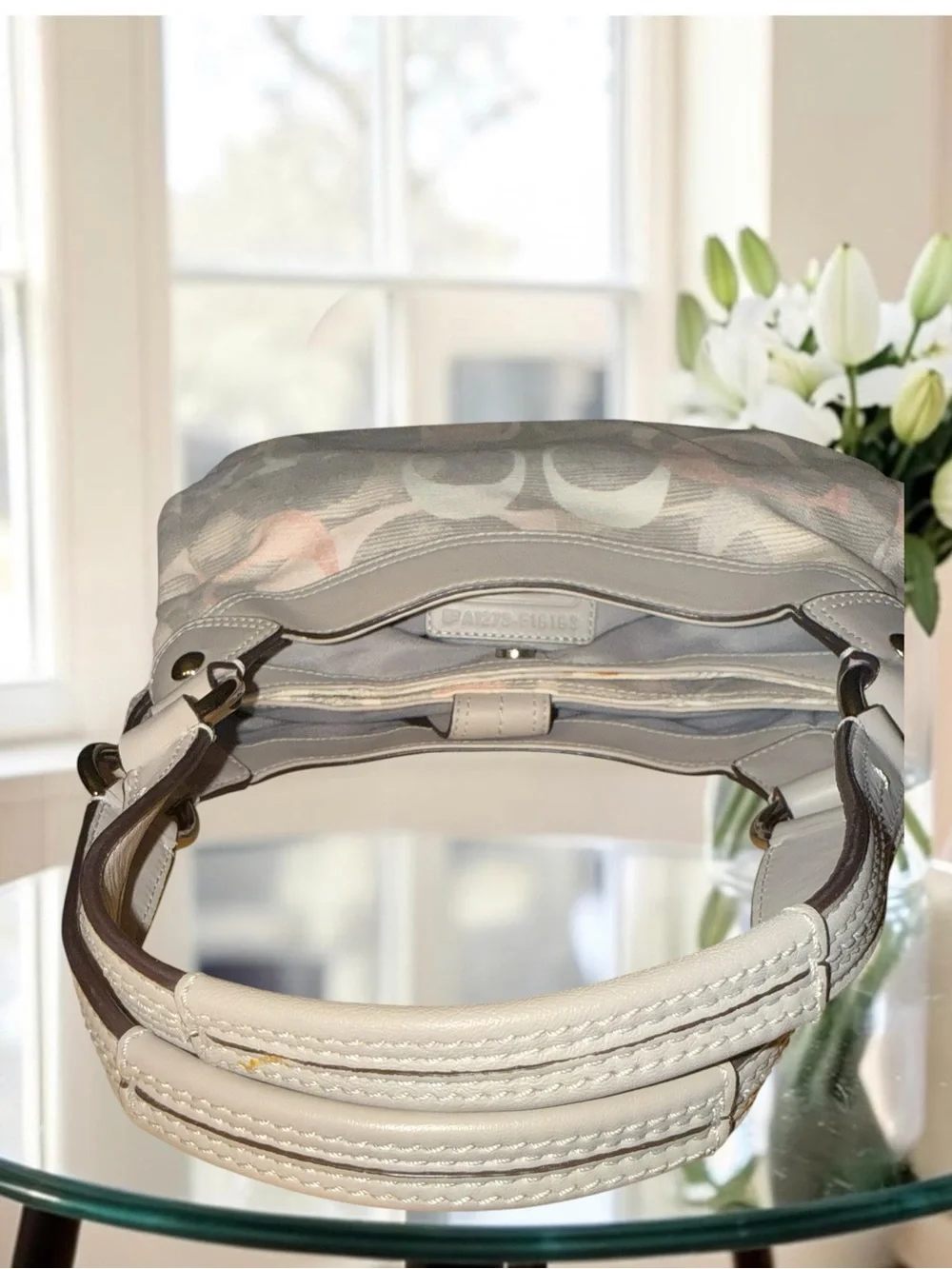 Coach 2012 Soho Optic C Lynn Hobo Bag Pastel Signature Canvas Pink Beige